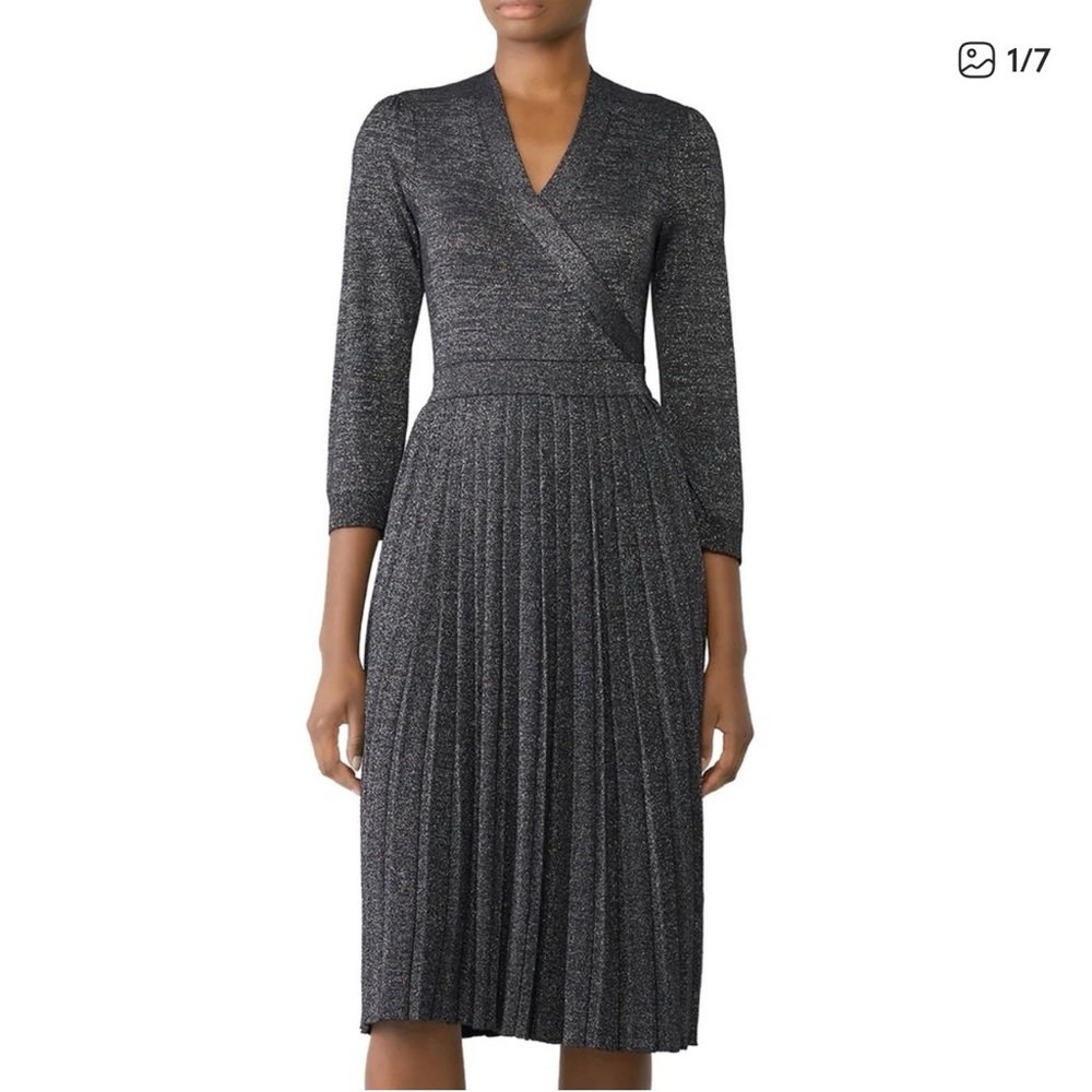 Kate Spade Gray Long Sleeve Pleated Dress